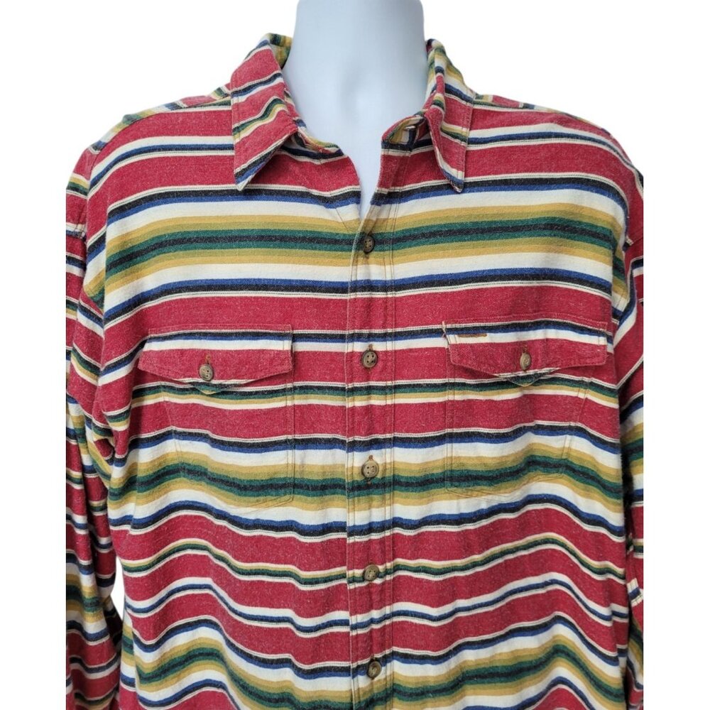 Arrow River Flannel Shirt XL Vintage Southwestern Striped Mexican Blanket Soft